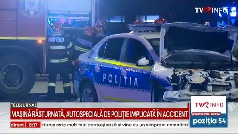 Masina rasturnata, autospeciala de politie implicata in accident