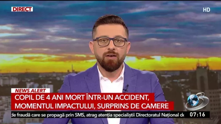 Momentul impactului, in urma caruia un copil de 4 ani a sarit prin parbriz, la Vaslui, a fost filmat