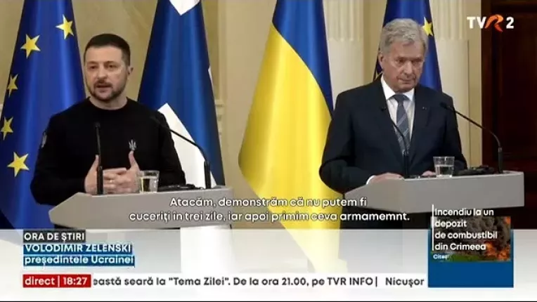 Presedintele ucrainean anunta din Finlanda o contraofensiva impotriva armatei ruse de ocupatie