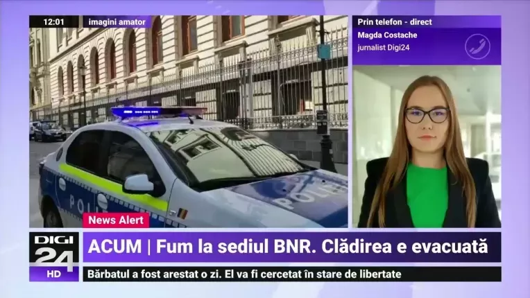 Sediul Bancii Nationale a fost evacuat dupa ce a fost cuprins de fum